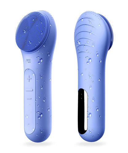 NågraCoola Electric Facial Cleansing Brush - Waterproof and Rechargeable, Exfoliates, Cleanses and Massages Skin - Light Blue