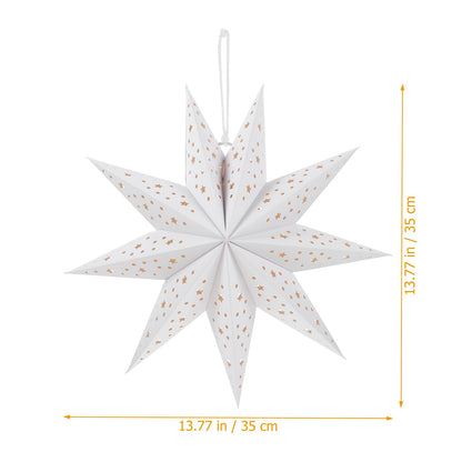 TOYANDONA Christmas Paper Lampshades: 3pcs White 9 Pointed Star Lampshade Lantern Shade Hanging Decorations, 35cm Hollow Out Lamp Covers for Wedding Birthday Holiday Christmas Party Hanging Decoration
