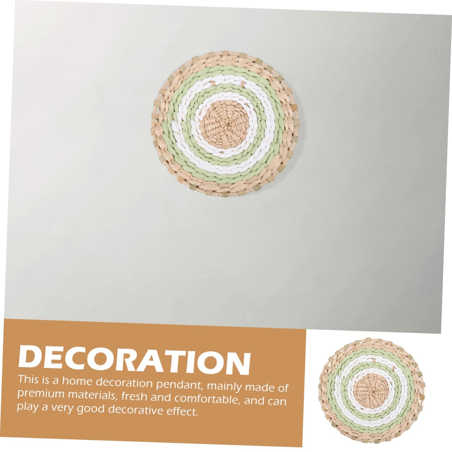 BESTOYARD Nordic Style Straw Wall Decoration 7.79 Inch Woven Hanging Pendant Boho Jute Wall Art for Bedroom Kitchen Home Decor