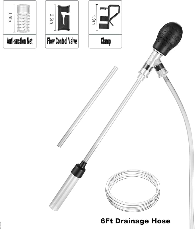 Carefree Fish Aquarium Gravel Cleaner 6Ft Hose Fish Tank Water Changer Sand Vacuum Silicone Airbag Adjustable Length ABS(for 5~20Gal Tank) 2026 New Upgrade Version