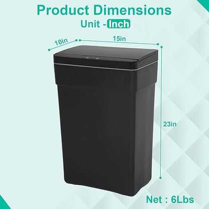 BestOffice 13 Gallon Trash Can Automatic Kitchen Trash Can Touch Free High-Capacity Garbage Can with Lid for Bedroom Bathroom Home Office 50 Liter (Black, 1) (3, Black)