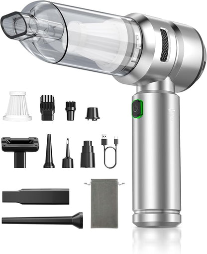 Car Vacuum,3 Suction Modes,Portable Mini Cordless Cleaner with 24000pa Suction Power,Type-C Charge,Handheld Vacuum for Home,Car,Birthday Gifts for Men Dad Husband (Titanium)