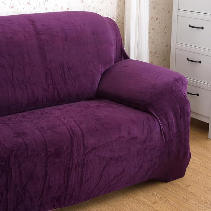 vctops 1-Piece Velvet Plush Stretch Loveseat Sofa Slipcover