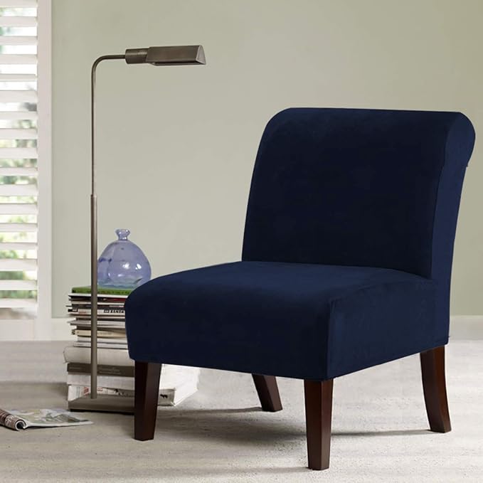 H.VERSAILTEX Armless Accent Chair Covers Thick Velvet Armless Chair Slipcovers