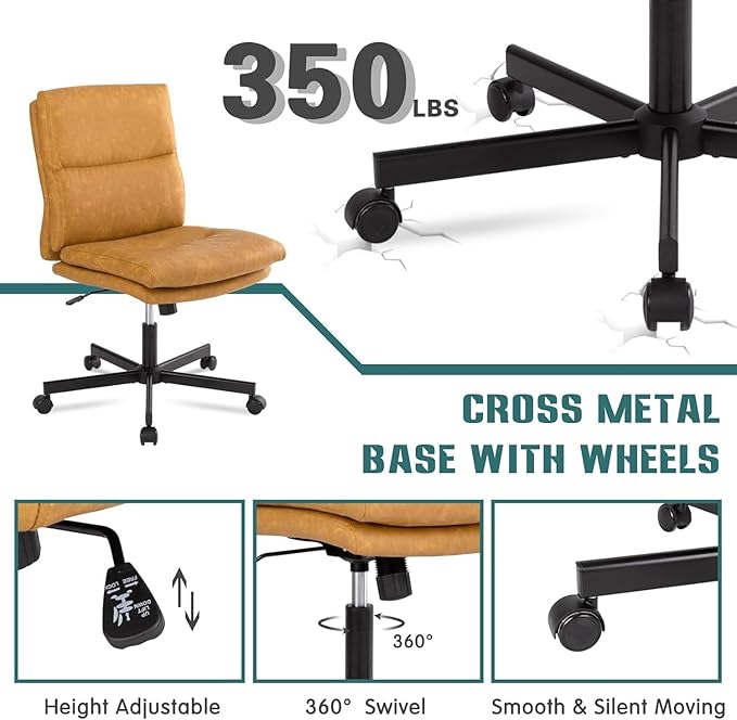 LUCKWIND Armless Office Desk Chair