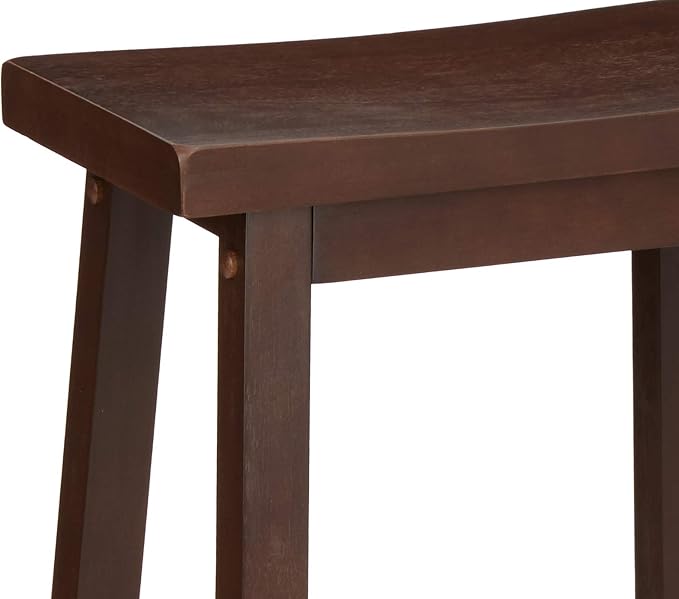 Amazon Basics Solid Wood Saddle-Seat Counter Height Bar Stools