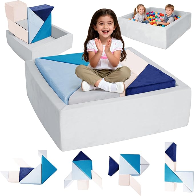 Tangram Puzzles modular kids play couch building fort, Children explorer sofa