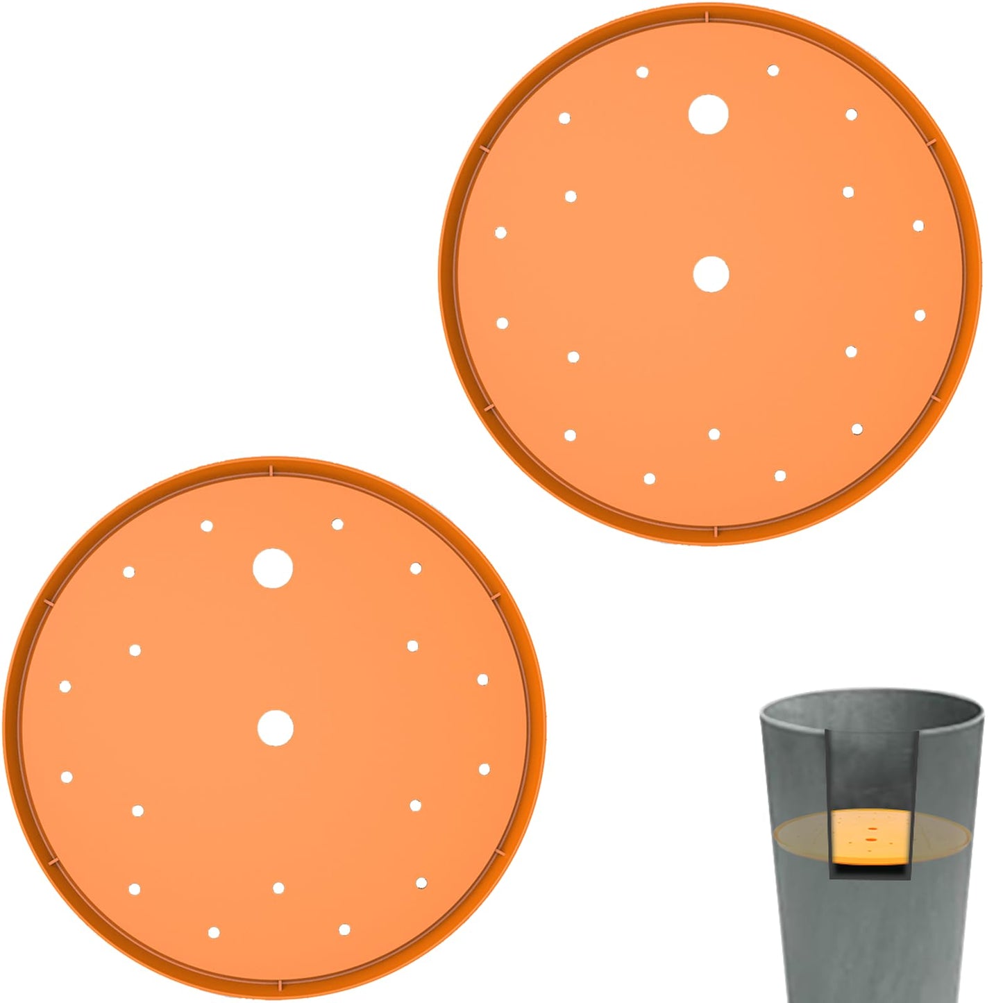 Furniok 2-Pack Round Planter Insert - Plant Pot Insert with Drainage Holes, Use Less Potting Soil, Planter Accessories for Indoor & Outdoor Use (13 inch)