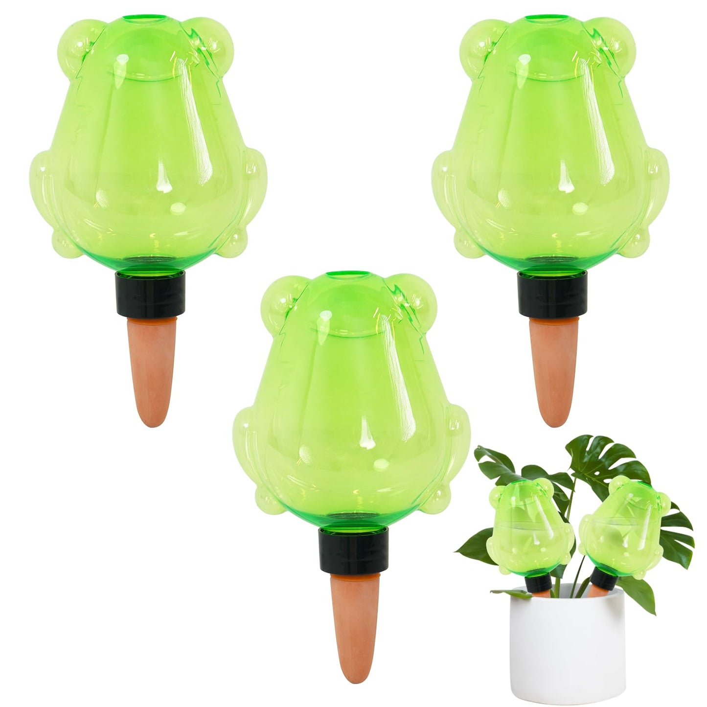 GEWOSI 3 Pack Self Watering Globes for Plant Water Bulbs 13oz Watering Planter Insert Indoor Water Spikes Stakes for Automatic Drip Irrigation Plant Watering Devices