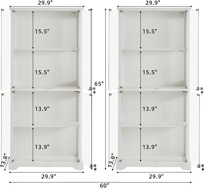 LELELINKY Farmhouse Display Cabinet Set of 2