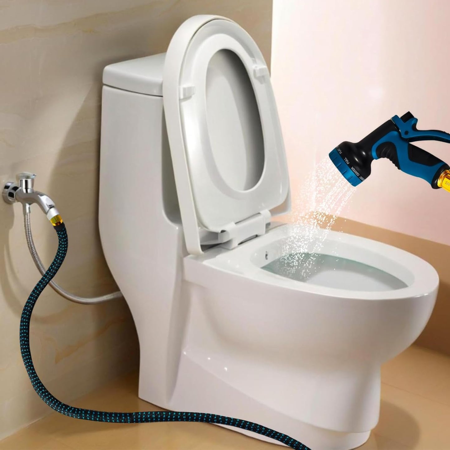 Lotoo Sink Hose Attachment for Faucet with 7 Adapters, 100 FT Indoor Faucet Hose for Kitchen Sink or Bathroom Sink Faucet with 10-Function Nozzle, Watering, Washing Pet, Household Cleaning Car Washing