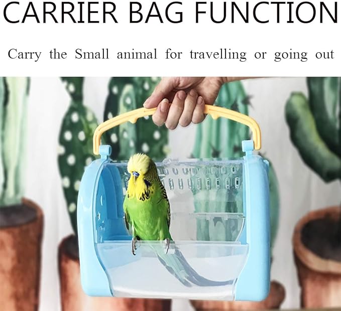 kathson Hamster Cage Travel Carrier Portable Cage with Water Bottle Outgoing Cage and Adjustable Strap Pet Cage for Small Pet Hedgehog Sugar Glider Squirrel Mice（Blue）