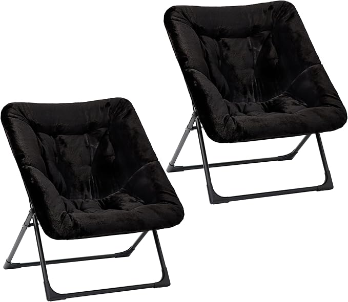 Comfy Saucer Chair for Adults, Soft Faux Fur Bedroom Chair, Accent Dorm Chairs