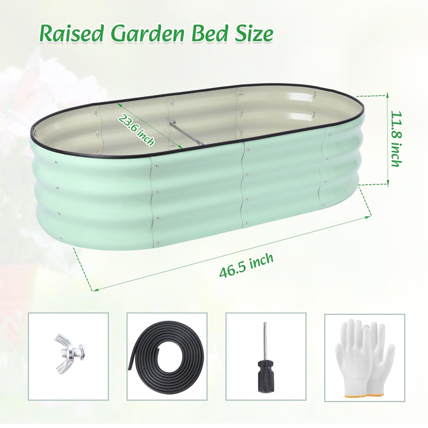 Chonsun Metal Raised Garden Bed, Extra Large Oval Galvanized Steel Raised Planter Box, Mint Green Garden Bed for Vegetables Flowers Herbs, Outdoor Patio Backyard Weather Resistant