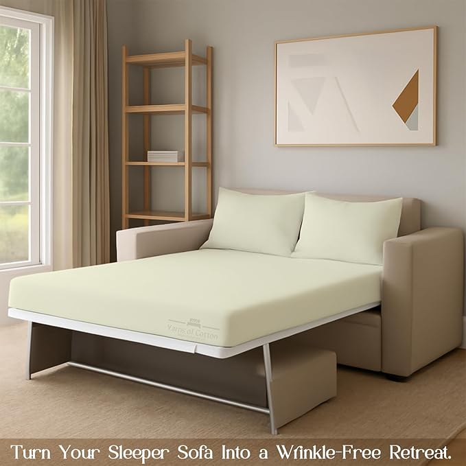 Sleeper Sofa Bed Sheet, 100% Cotton 400 Thread Count, 4 Piece Set, Deep Pocket
