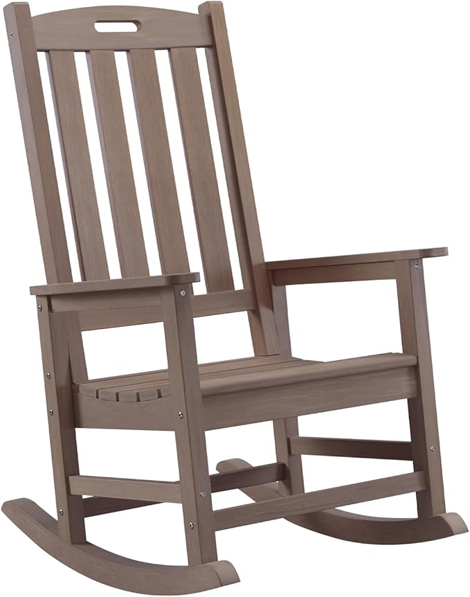 Psilvam Oversized Outdoor Rocking Chair, HDPE Porch Rocker Chairs