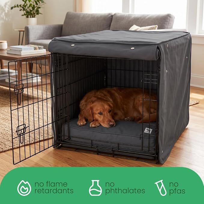 Molly Mutt I'm a Realist Dog Crate Cover, 100% Cotton Canvas Cover with 2 Roll-Up Panels, Ideal for Dog or Cat Crate, Durable, Washable, and Free of Harmful Chemicals, 30" x 21" x 24"