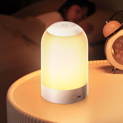 G Keni Portable Night Light, Rechargeable Touch Nightlight with Amber Warm White Light, Dimmable Egg Night Light with 1H Timer, Cordless Bedside Lamp for Baby Nursery, Kids, Bedroom & Nightstand