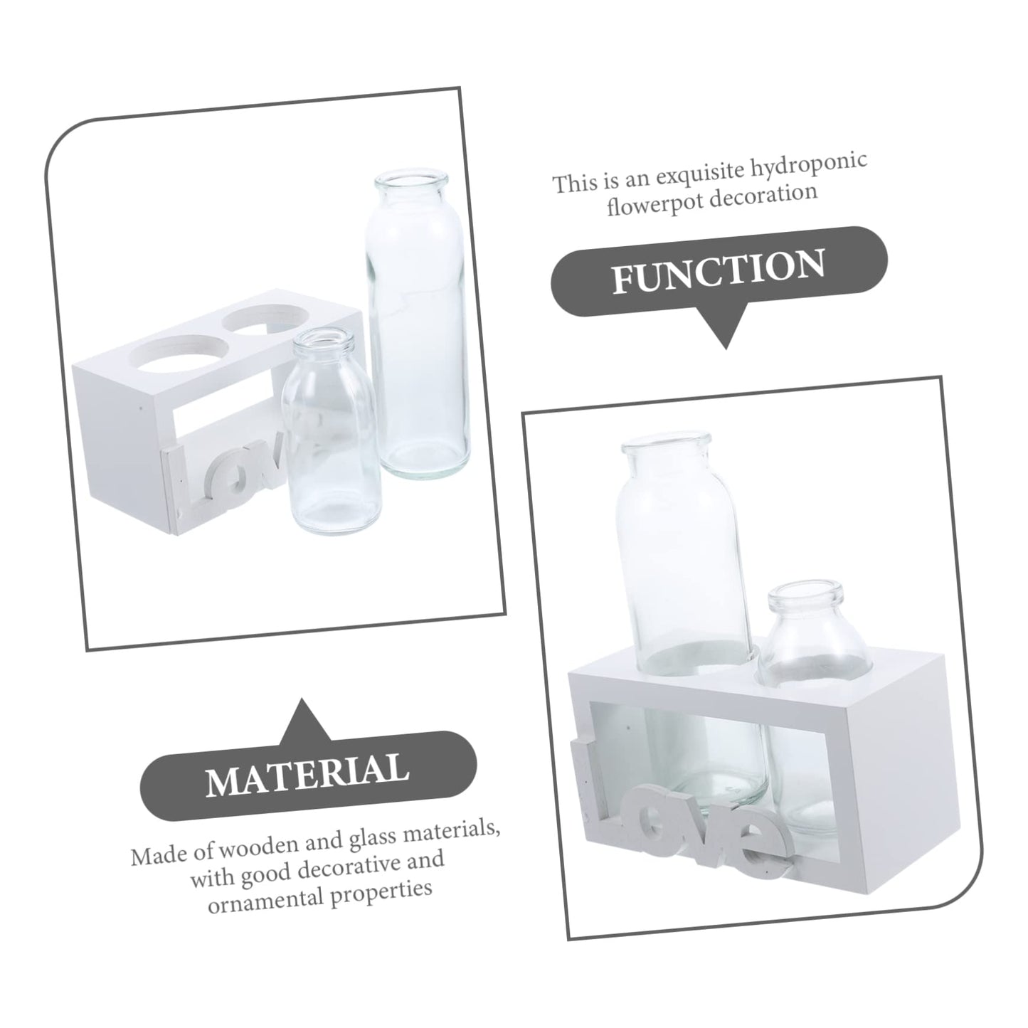VICASKY Glass Terrarium Vase with Wooden Stand for Hydroponic Plants Modern Desktop Decoration Indoor Water Planter for Flower Arrangements Stylish Home Decor