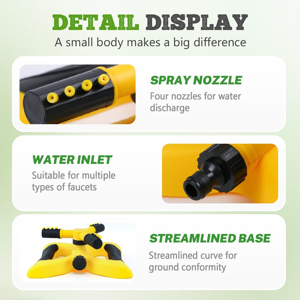Upgrade Sprinklers for Yard, 2026 New Rotating Water Sprinkler for Lawn, Garden Sprinkler for Large Area Coverage, Lawn and Yard Sprinklers (Green)