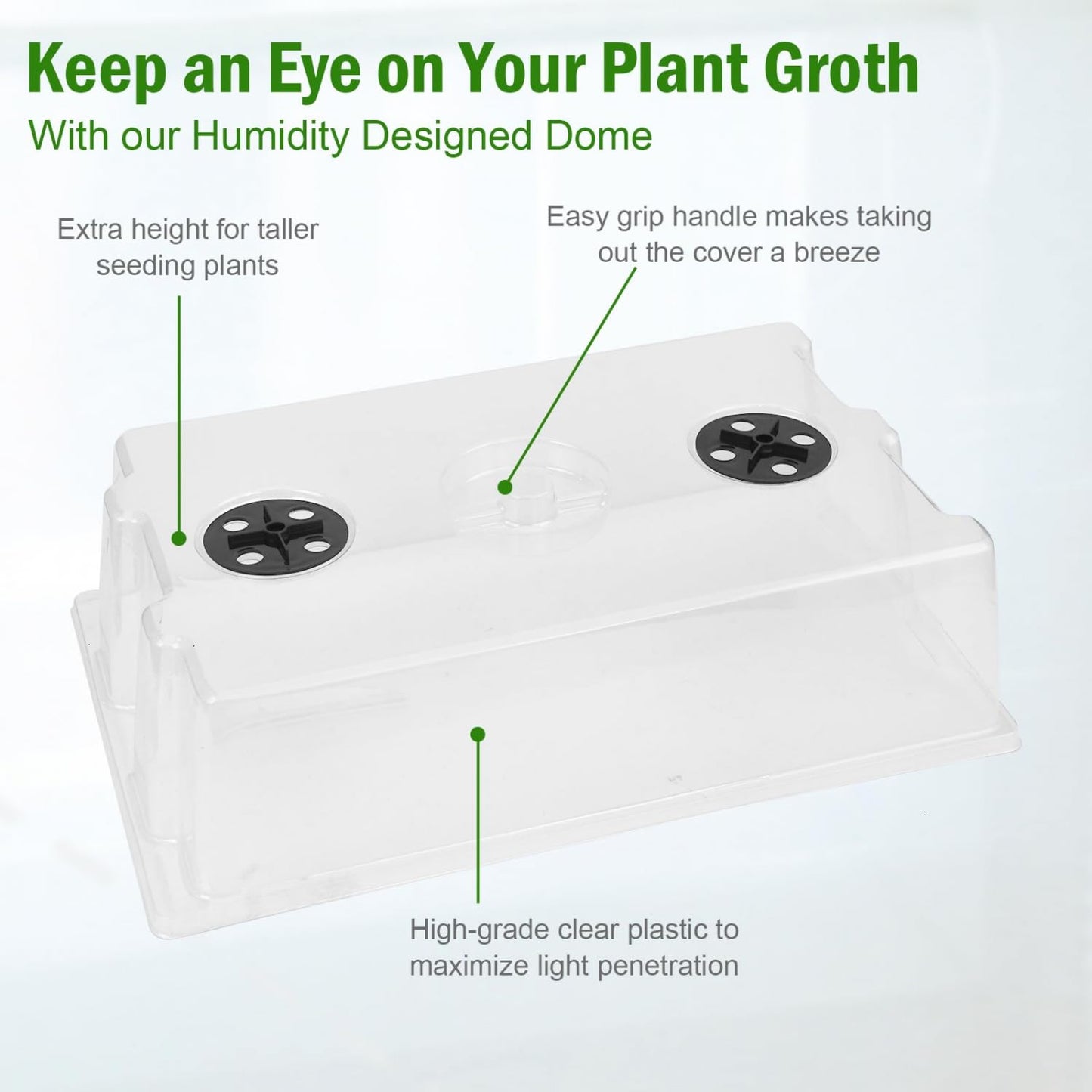 YoleShy 5 Packs Seed Starter Tray with Dome Reusable Plastic Plant Growing Trays with Humidity Domes Thickened Sturdy for Seed Starting Germination Growing Seedling Propagation,14.5"x9"