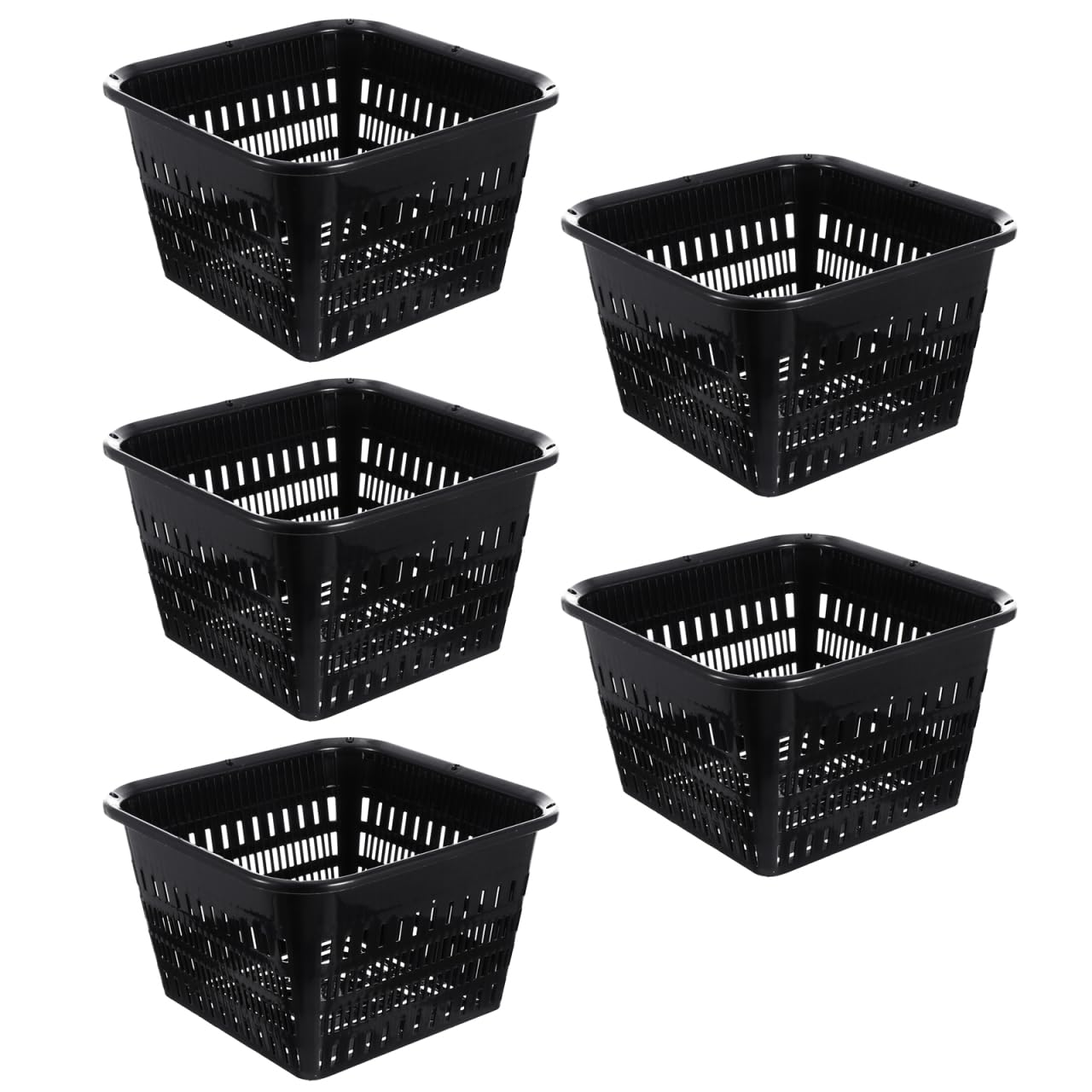 Yardwe 5pcs Plastic Net Cups Garden Slotted Mesh Plant Pots Planting Basket for Hydroponics Aquaponics Orchids
