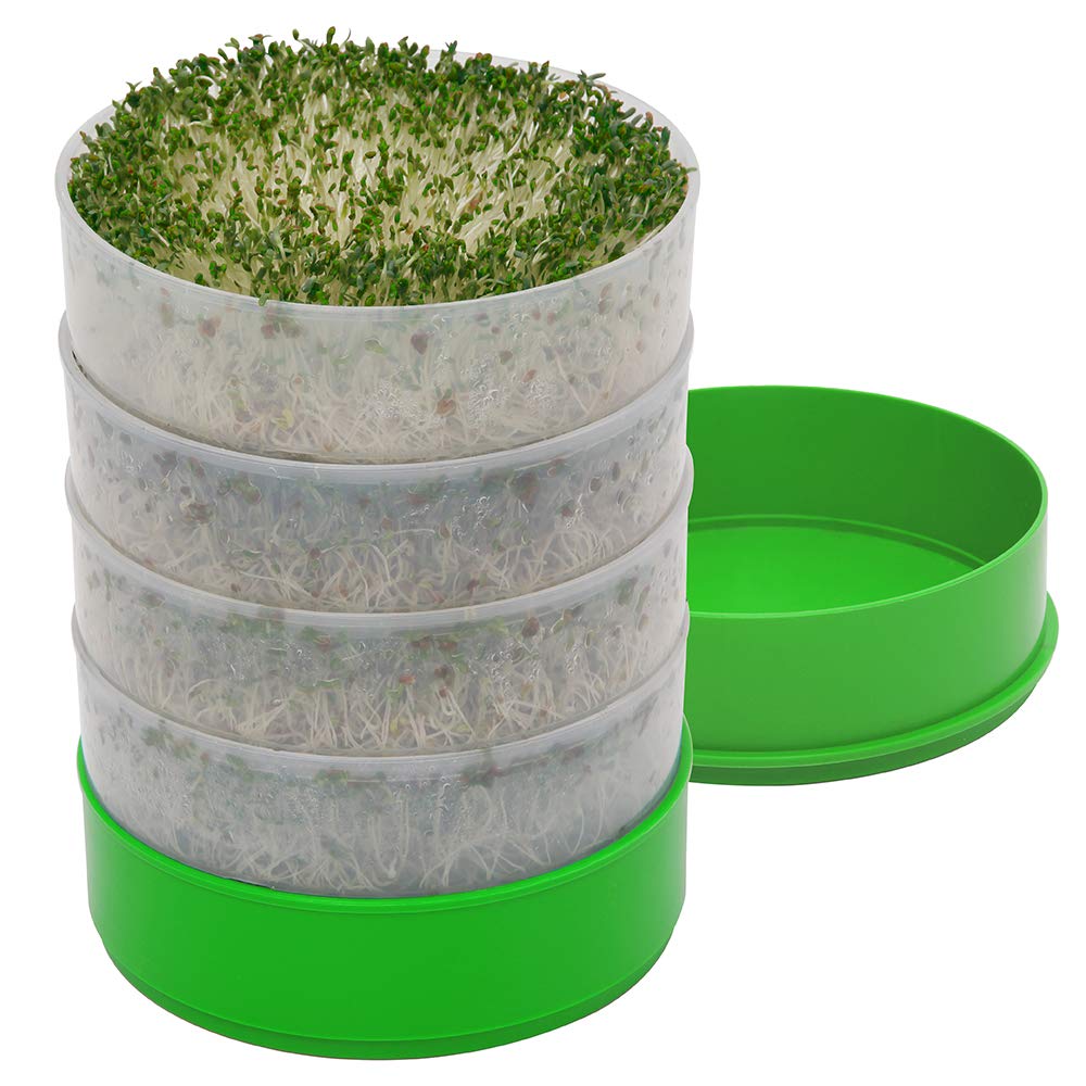 KITCHEN CROP Deluxe Seed Sprouter with 4 Growing Trays and 1 Seed Packets, (Alfalfa Seeds) Easily Grow Sprouts Indoors for a Healthy Lifestyle