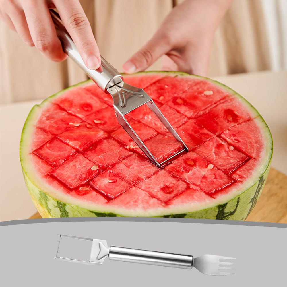 2-in-1 Stainless Steel Fruit Cutter Watermelon Cutter,2026 Watermelon Slicer Watermelon Cutters Melon Cutter Tool, Watermelon Cutting tool Stainless Steel for Kitchen (2pc)