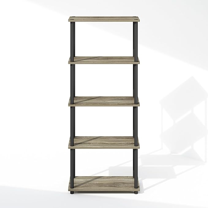Furinno Turn-N-Tube Book Shelf, 5-Tier Bookshelf, Bookcase