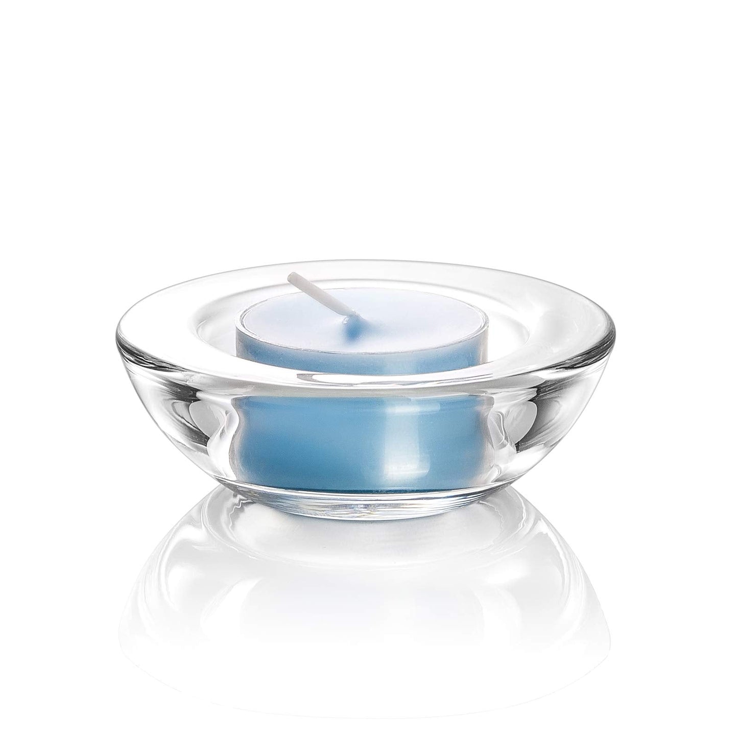 ELIVIA Clear Tealight Candle Holders - Set of 12, Round Chunky Glass Candle Holder, 3" Diameter - CH01 - Clear