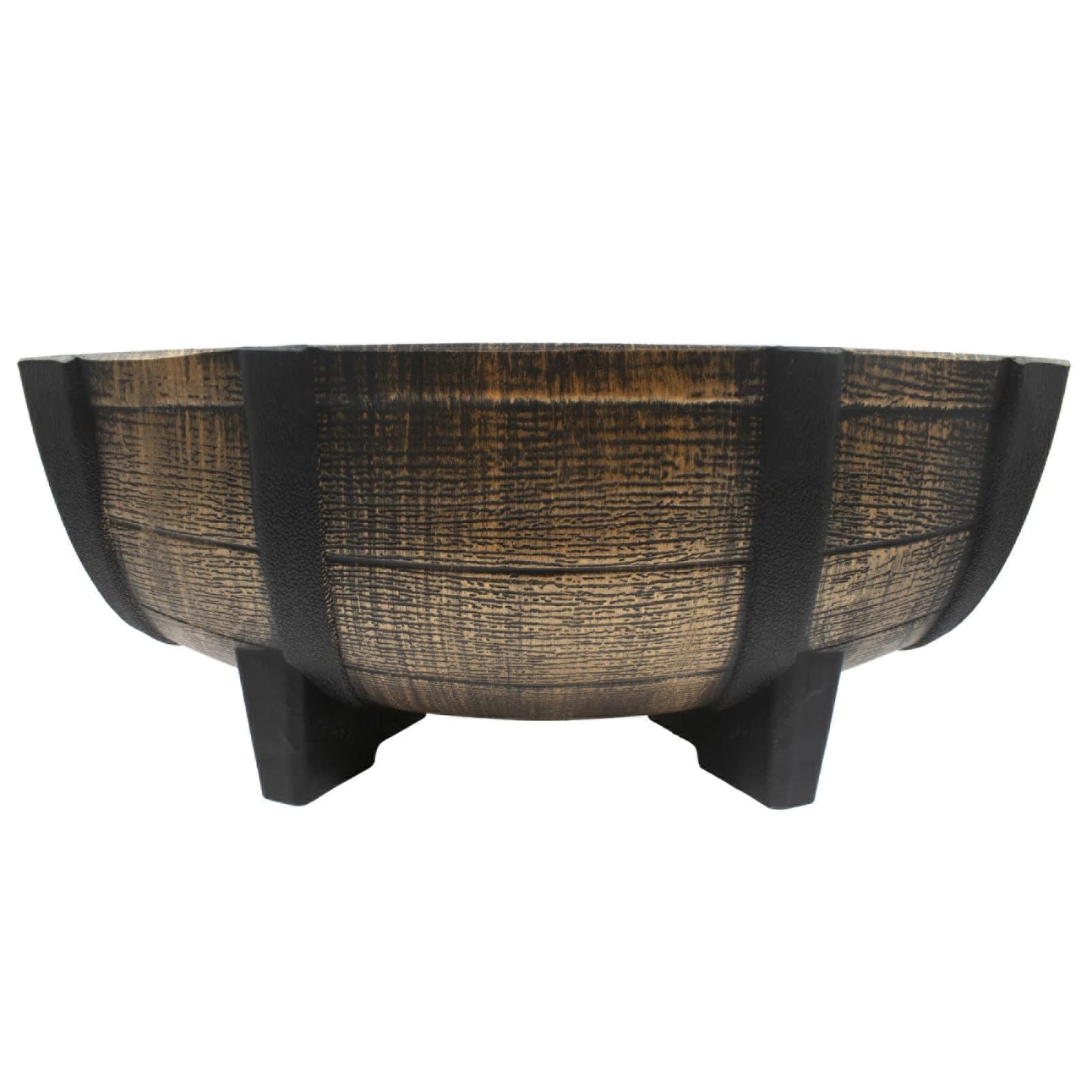 The HC Companies Whiskey Barrel Planter Bowl - Faux Wooden Finish Flower Planter Pot - Decorative Garden Pots - Indoor & Outdoor Resin Planters - Weather-Resistant Planting Pots (16" Golden Oak)