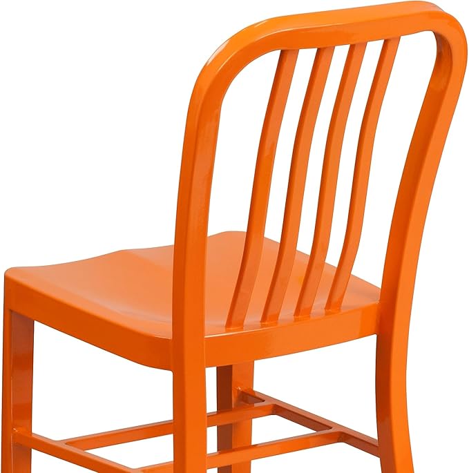 Flash Furniture Commercial Grade Orange Metal Indoor-Outdoor Chair