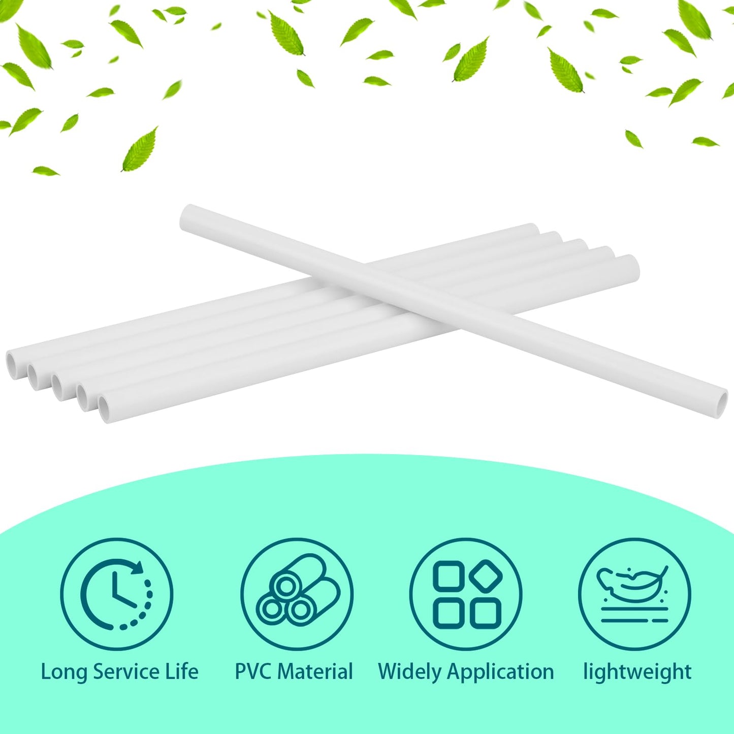 CKVIHAV 6Pcs 1/2 Inch PVC Pipe 17" Long Sch40 Industrial Pipes for Home DIY, Greenhouse, Garden, Farm, Workshop, Furniture Grade, White (0.50" x 17"L)