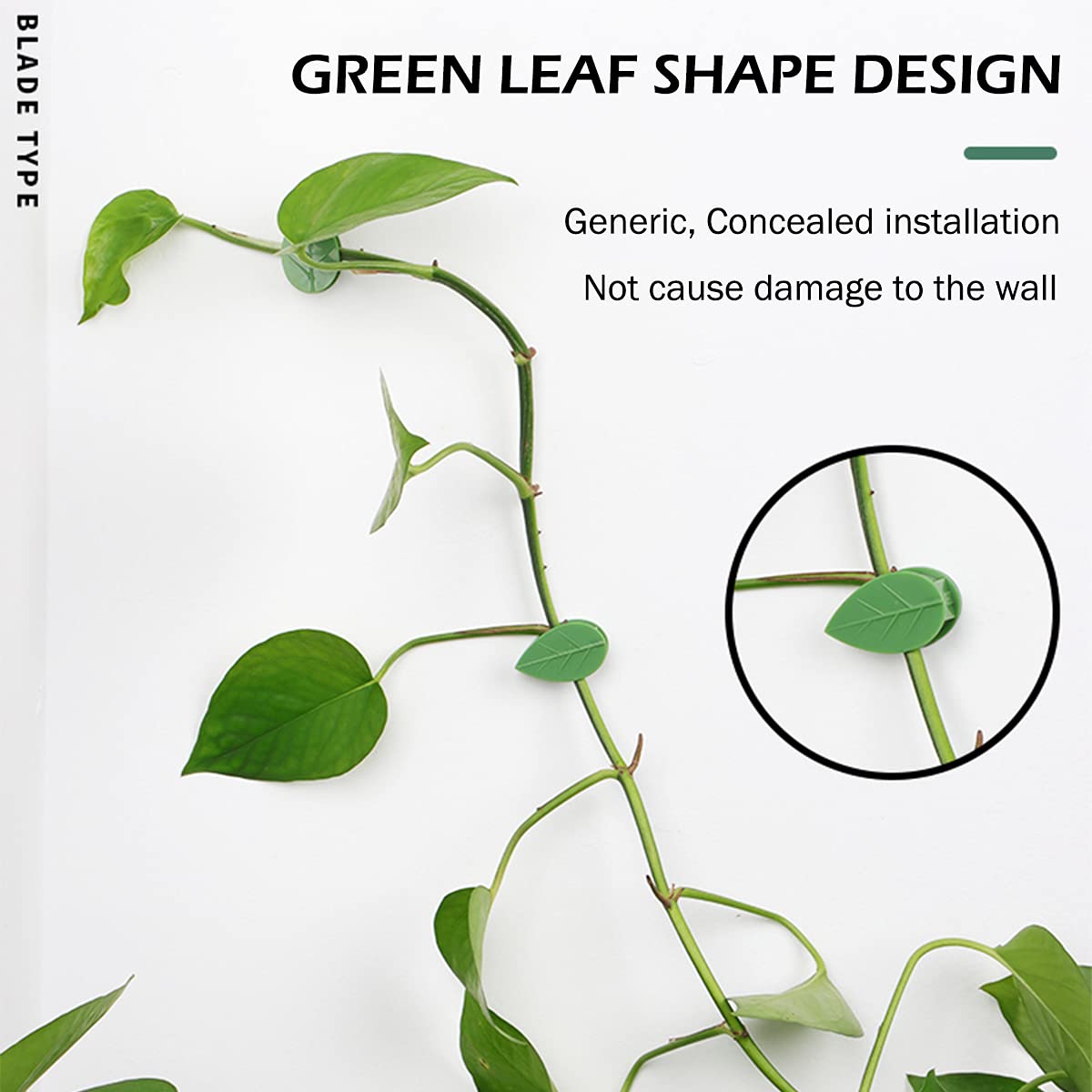 LUCKJUJU 40 Pcs Plant Climbing Wall Fixture Clips Self-Adhesive Hook Vines Traction Clips Invisible Holder Garden Green Leaf Simulation Self-Adhesive Hook Wire Fixing Supporting