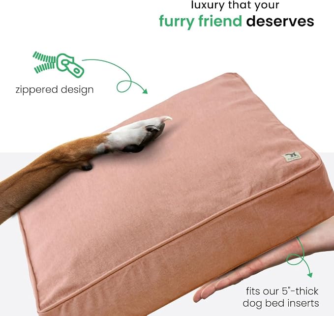 Molly Mutt Kyoto Dog Bed Duvet Cover, GOTS-Certified 100% Organic Cotton Canvas Cover for Dog, Puppy, or Cat Bed, Durable, Washable, and Free of Harmful Chemicals, Huge, 36"x45"x5", Dusty Pink