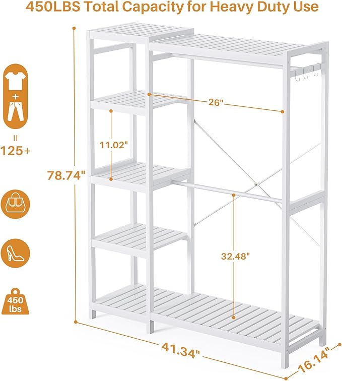 Homykic Bamboo Clothes Rack Garment Rack