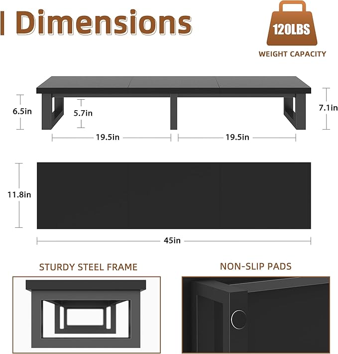 YAOHUOO 45" Large TV Riser for 32-60 inch TV, TV Riser Stand Shelf