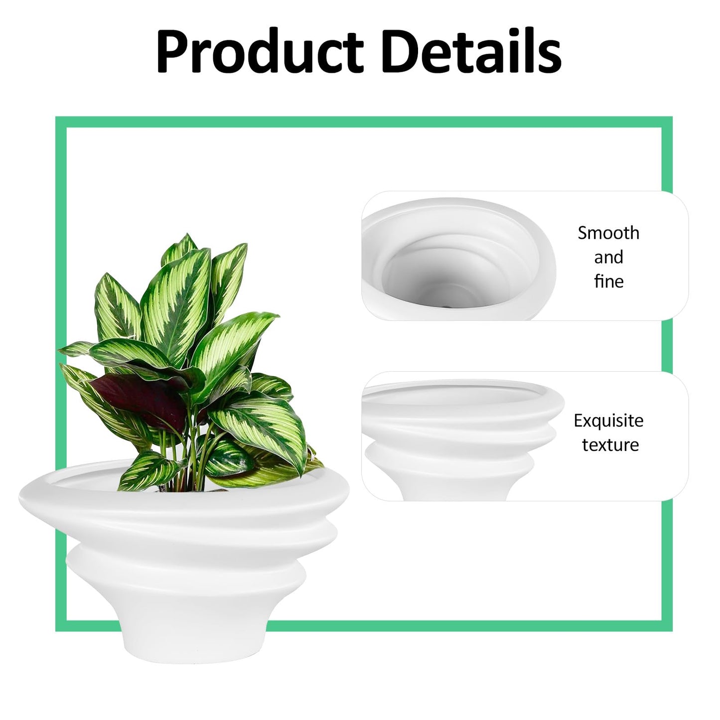 OXART 8.5 inch Ceramic Plant Pot, Plant Pots for Indoor Plants with Drainage, Outdoor Flower Pots Home Office Decorative Planters Pot for Succulent, Snake Plant and Pothos, White
