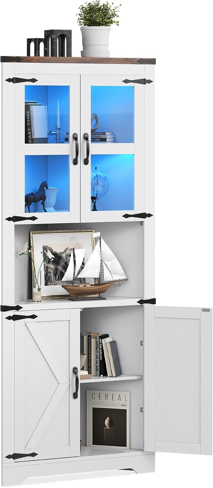 GarveeHome 67 in Tall Corner Storage Cabinet