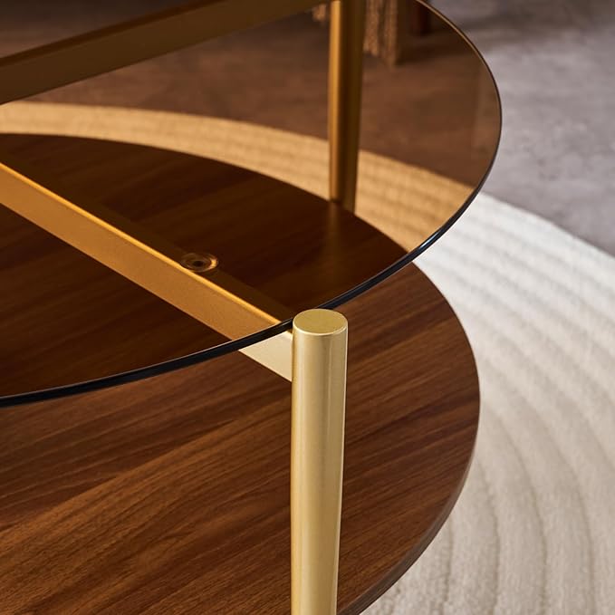 LumFurn Round Coffee Table, Mid-Century Modern Design, D30 x H17,