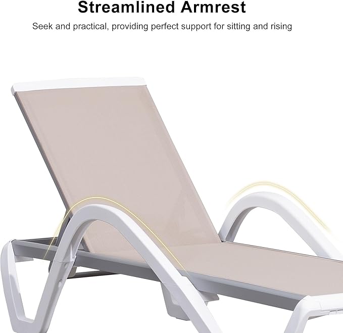 PURPLE LEAF Patio Chaise Lounge Chair Set Outside Aluminum Plastic Stackable