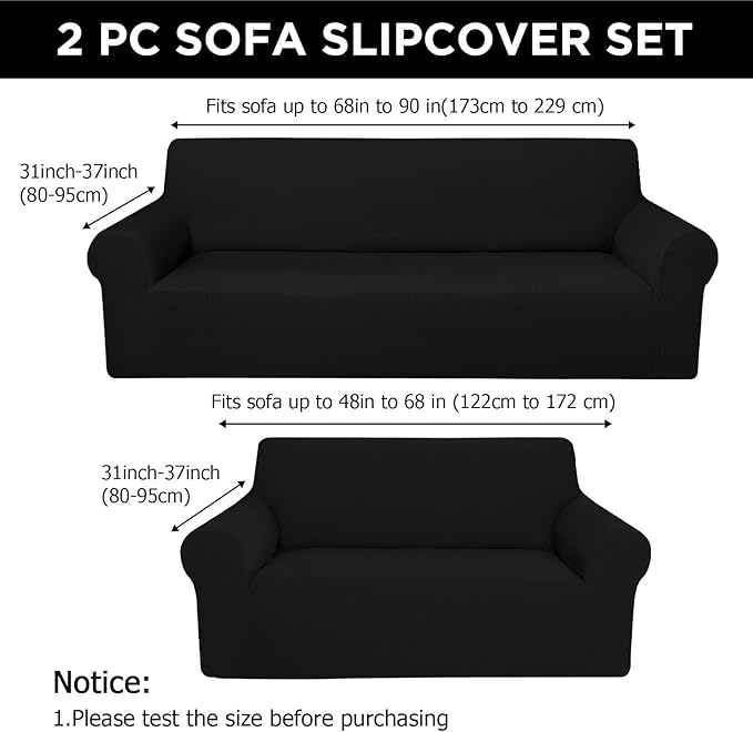 Peryiter 2 Pcs Sofa Covers Couch and Loveseat Covers Set Stretch Sofa Slipcover