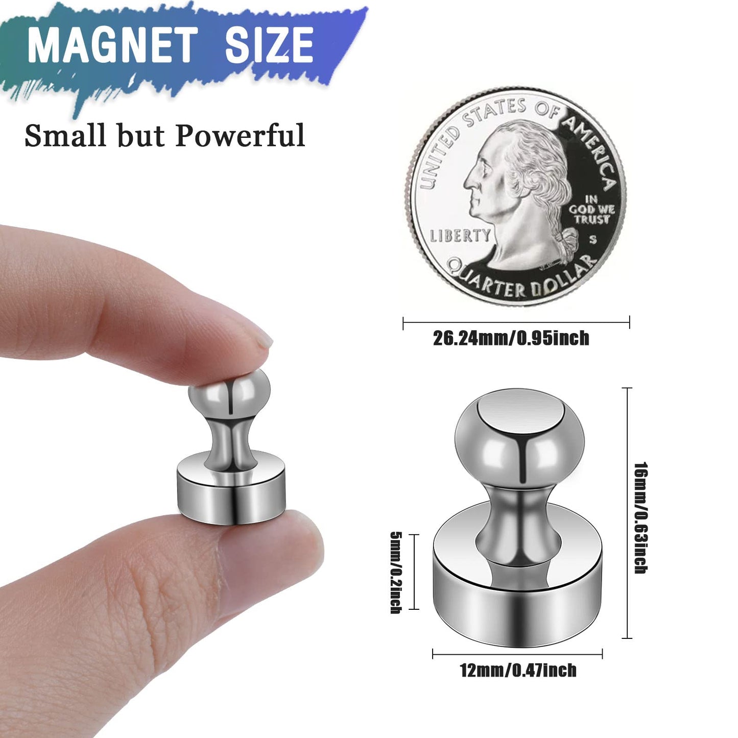 MAGXCENE 50 Pack Fridge Magnets, Small Strong Refrigerator Neodymium Magnets for Whiteboard, Office, Classroom, Kitchen, Adults, Home