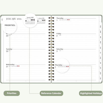 2026 Planner, Weekly and Monthly Calendar Academic Planner, Jan 2026 - Dec 2026, Planning Agenda Book for Desk Accessories and School Supplies - A5 (6.3'' x 8.5'')