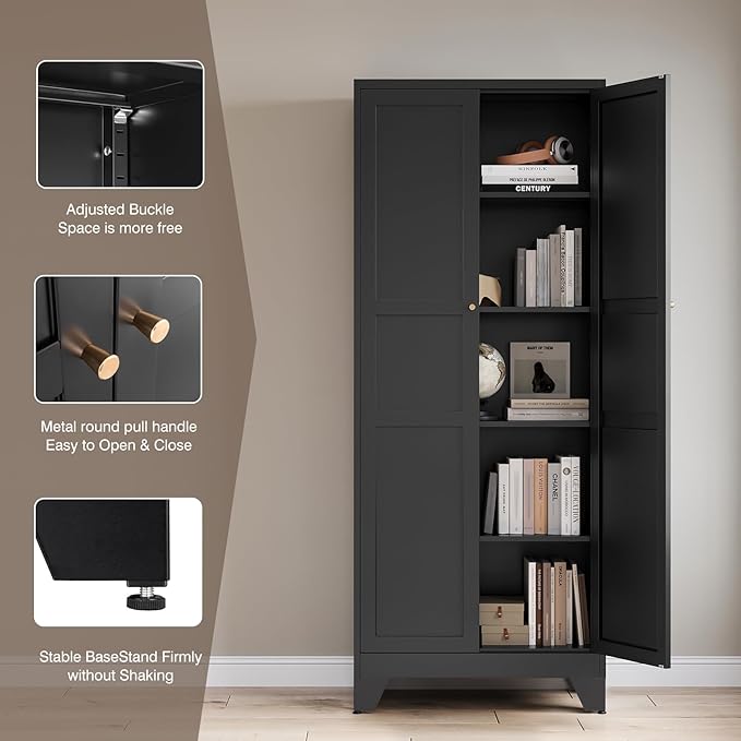 Yizosh Metal Pantry Cabinet, Cupboard