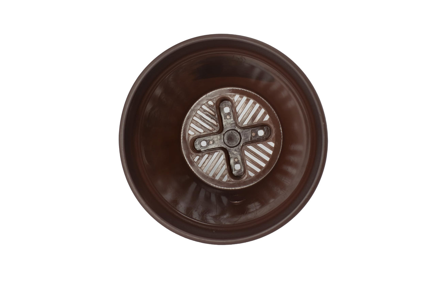 The HC Companies Infinity Round Planter Decorative 8 Inch Plastic Flower Pot w/Removable Saucer for Indoor & Outdoor Plants, Chocolate