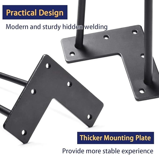 SMARTSTANDARD Hairpin Table Legs 28 Inch, 3/8" Solid Metal Legs