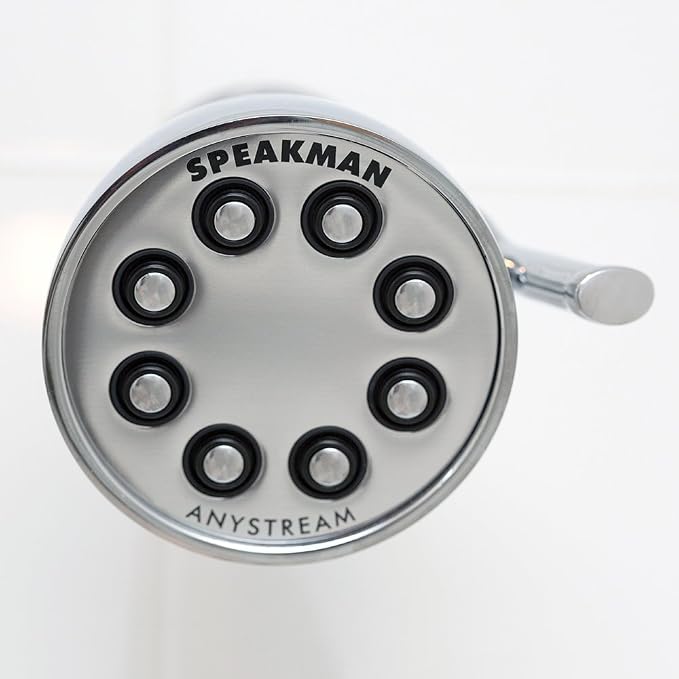 Speakman S-2251 Signature Icon Anystream Adjustable High Pressure Shower Head - 2.5 GPM Solid Brass Replacement Bathroom Showerhead, Polished Chrome