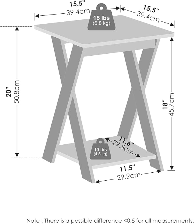 Furinno TIDUR Night Stand, Open Shelf Design X-Legs Nightstand, Criss-Crossed