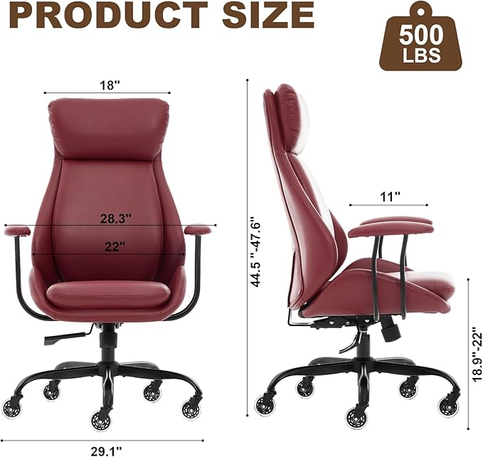 E-Motie Office Chair, Leather Desk Chair